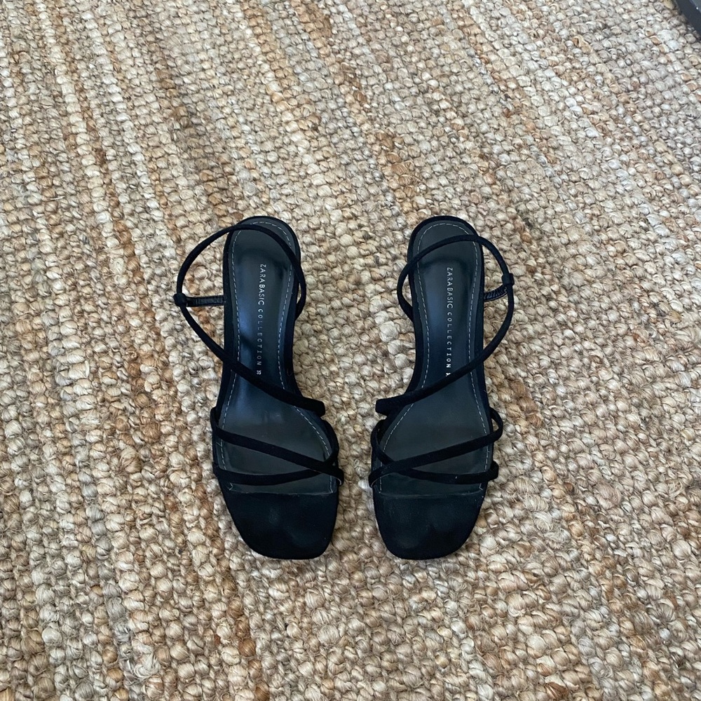 Black Strappy Kitten Heels
